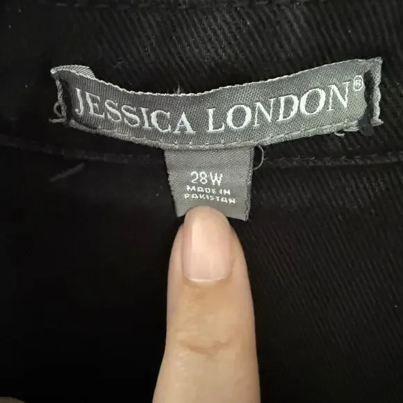 Jessica London Classic Cotton Black Denim Jean Jacket - Size 28W - Picture 8 of 11